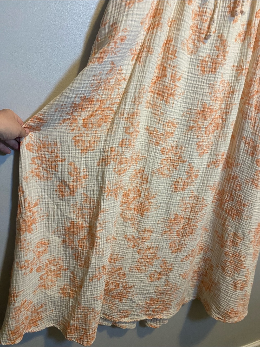 Worth Collective Haven 100% Cotton Tie Front Maxi Dress in Sherbet Medium Gauze - Picture 7 of 16